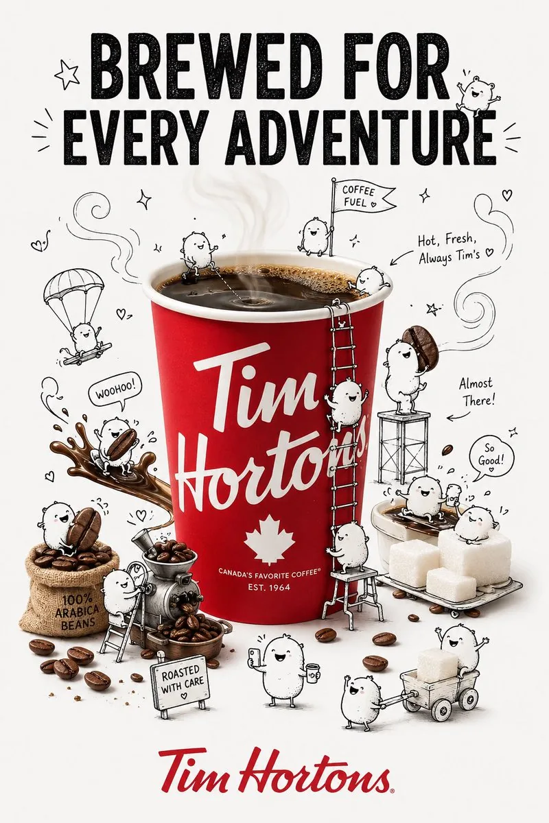 Composite Brand Advertisement with Doodles reference