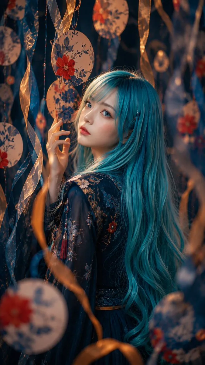 Blue-Haired Festival Portrait reference