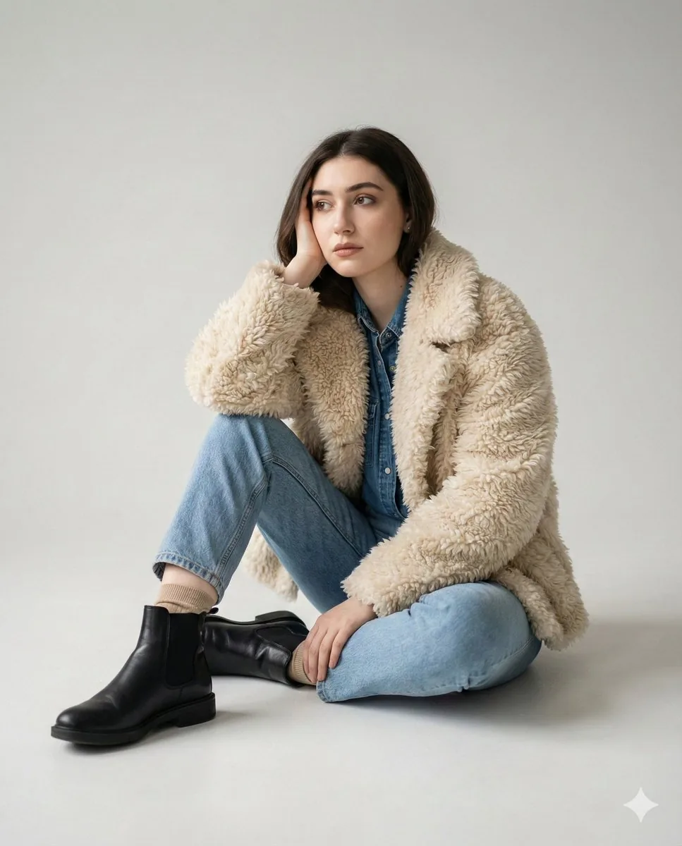 Editorial denim portrait preserving face identity - Nano Banana Pro AI Prompt for Product Marketing reference