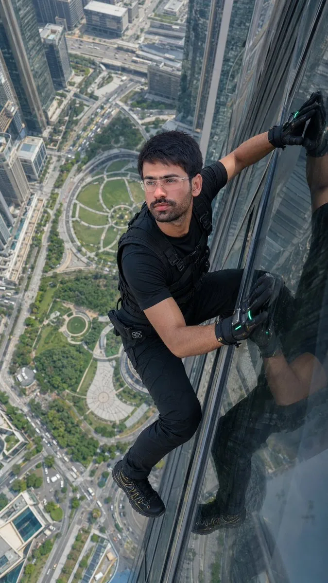 Skyscraper Climbing Action Shot reference