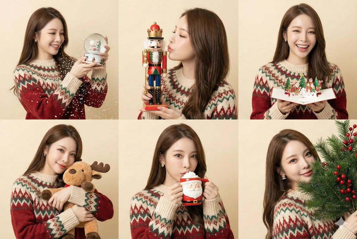 Christmas Fair Isle Sweater 6-Panel Grid Portrait reference