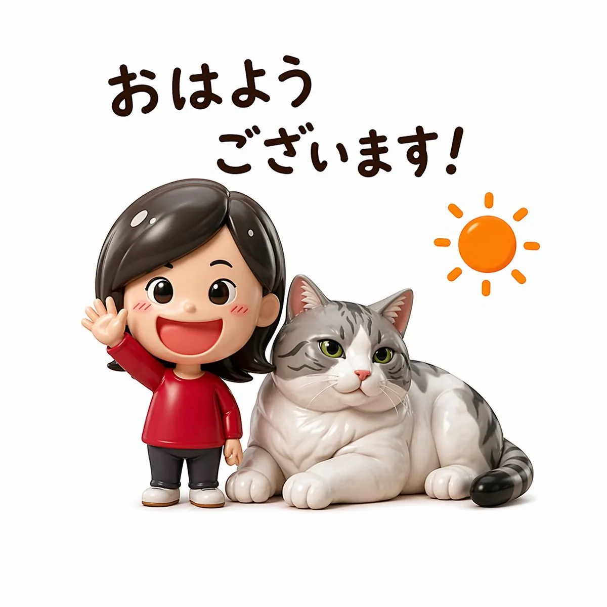 Cute Morning Greeting Figure Sticker reference