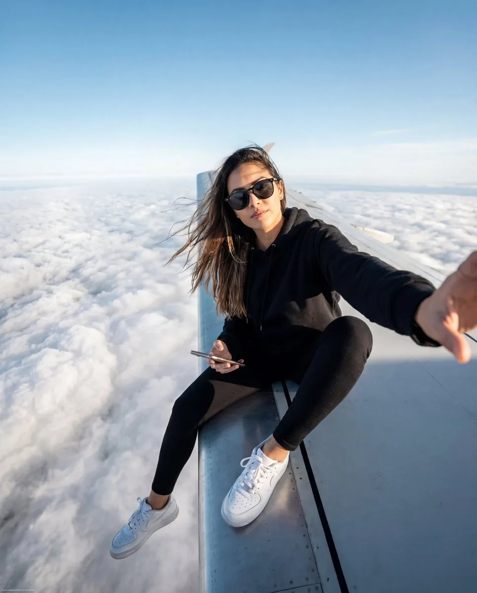 Airplane Wing Selfie Prompt (JSON) - Nano Banana Pro AI Prompt for Social Media Post reference