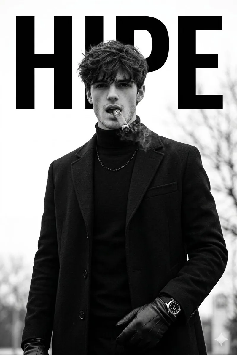 Luxury Monochrome Male Fashion Portrait - Nano Banana Pro AI Prompt for Poster / Flyer reference