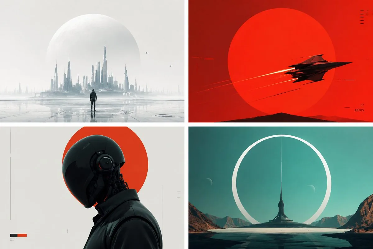 Minimalist Futuristic Concept Art reference