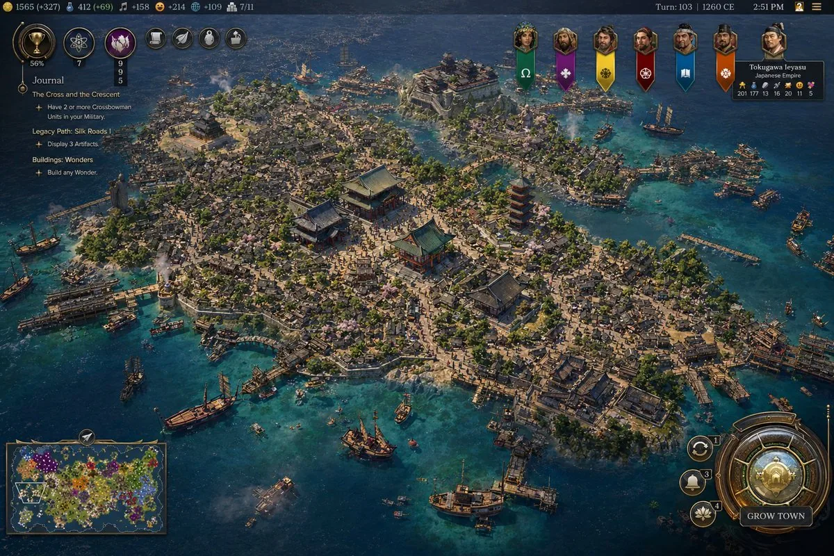 Civilization-Style Japanese Island City reference