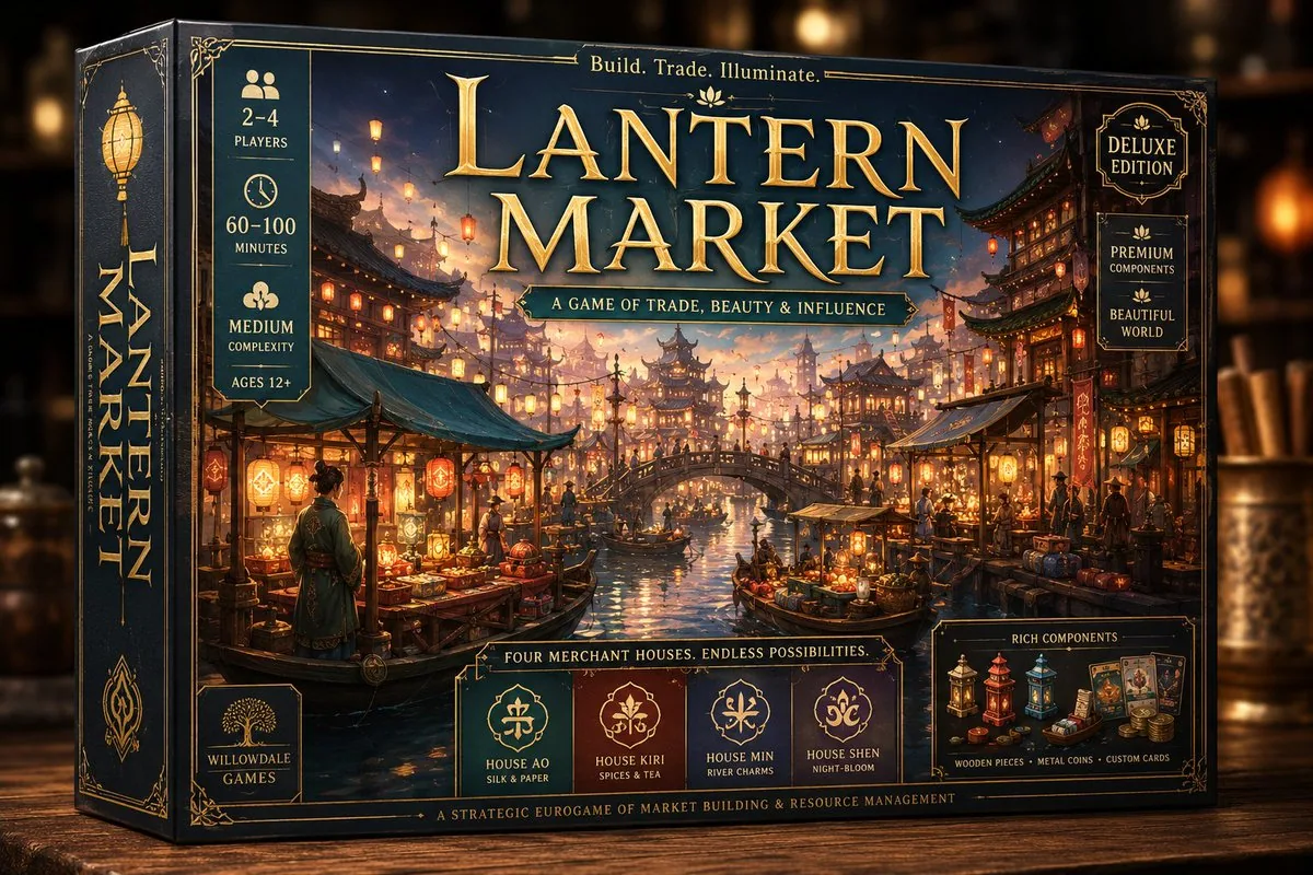 Deluxe Lantern Market Board Game Box reference