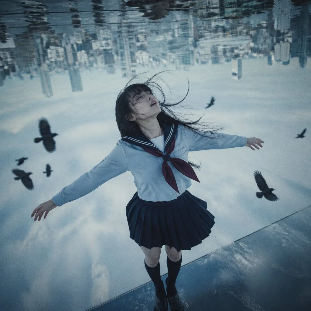 Upside-Down Sky Schoolgirl reference