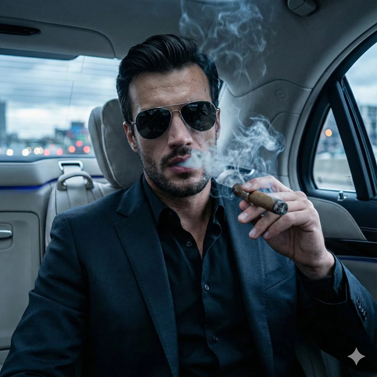 Cinematic Mafia Boss Portrait Prompt reference