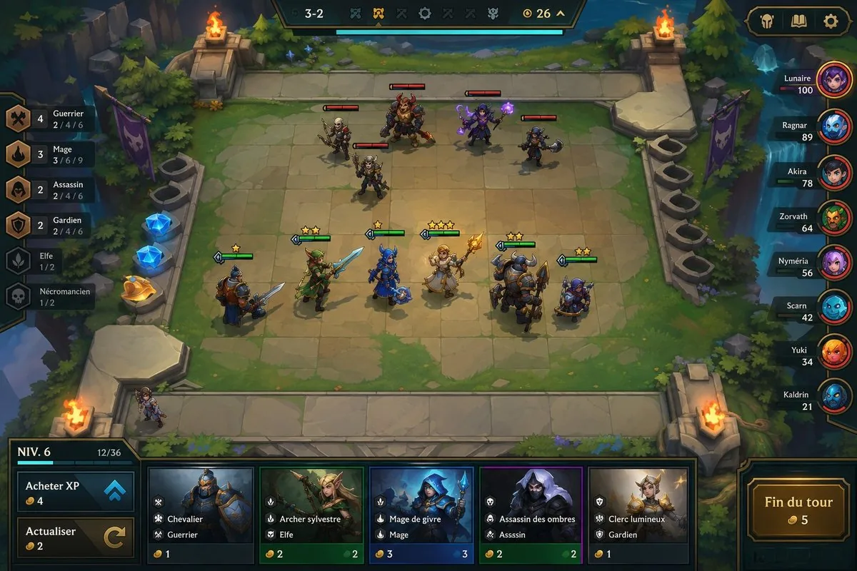 Fantasy Auto-Battler Gameplay UI reference