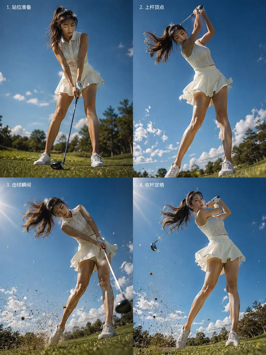 Four-Panel Golf Swing Sequence reference