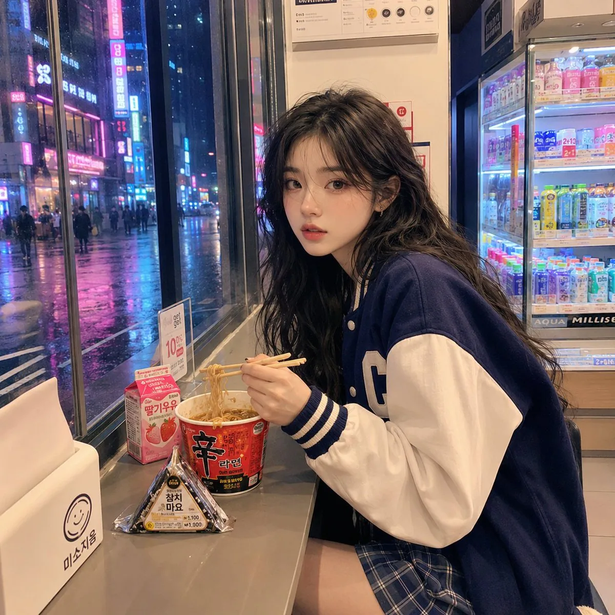 Korean Girl Convenience Store Photography reference