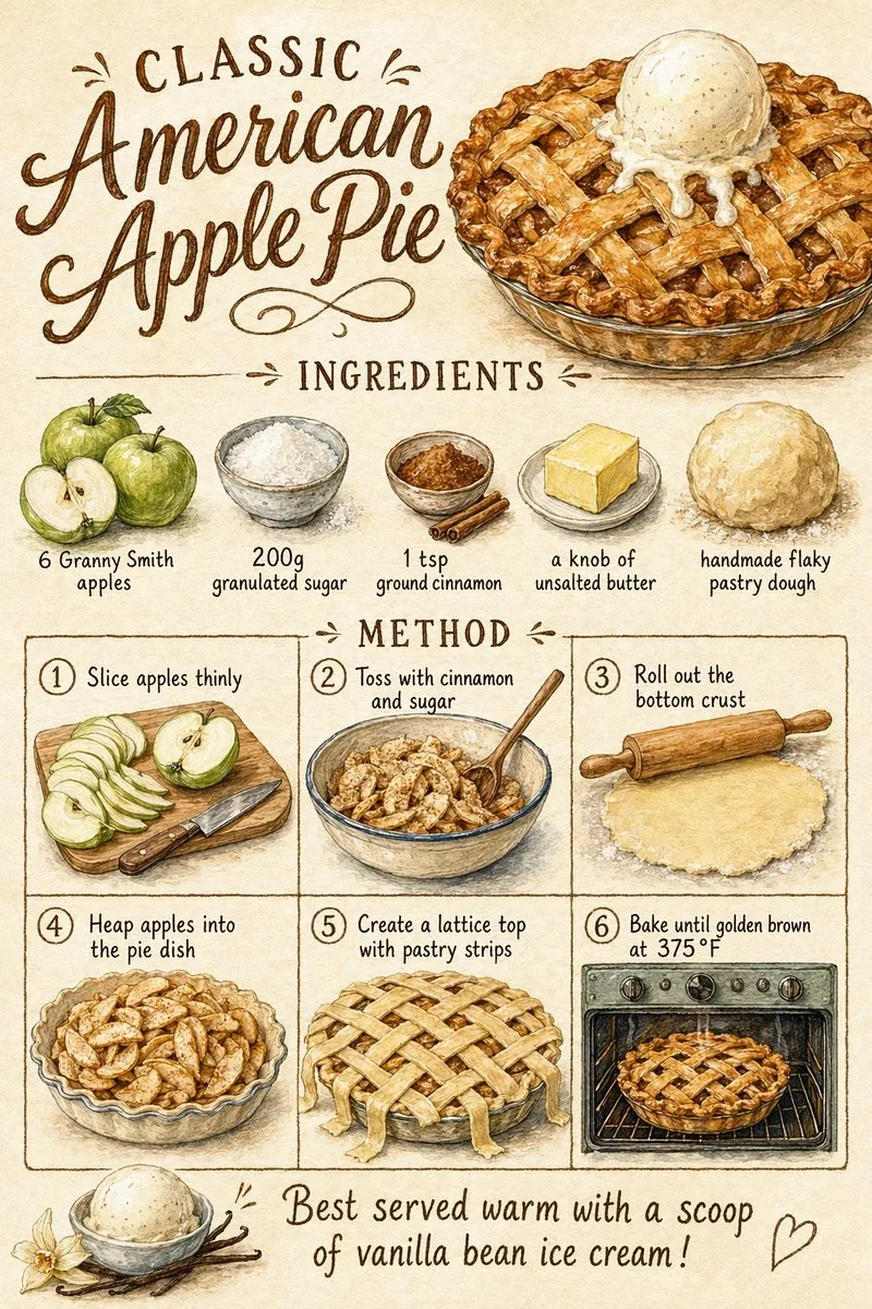 Vintage Apple Pie Recipe Poster reference