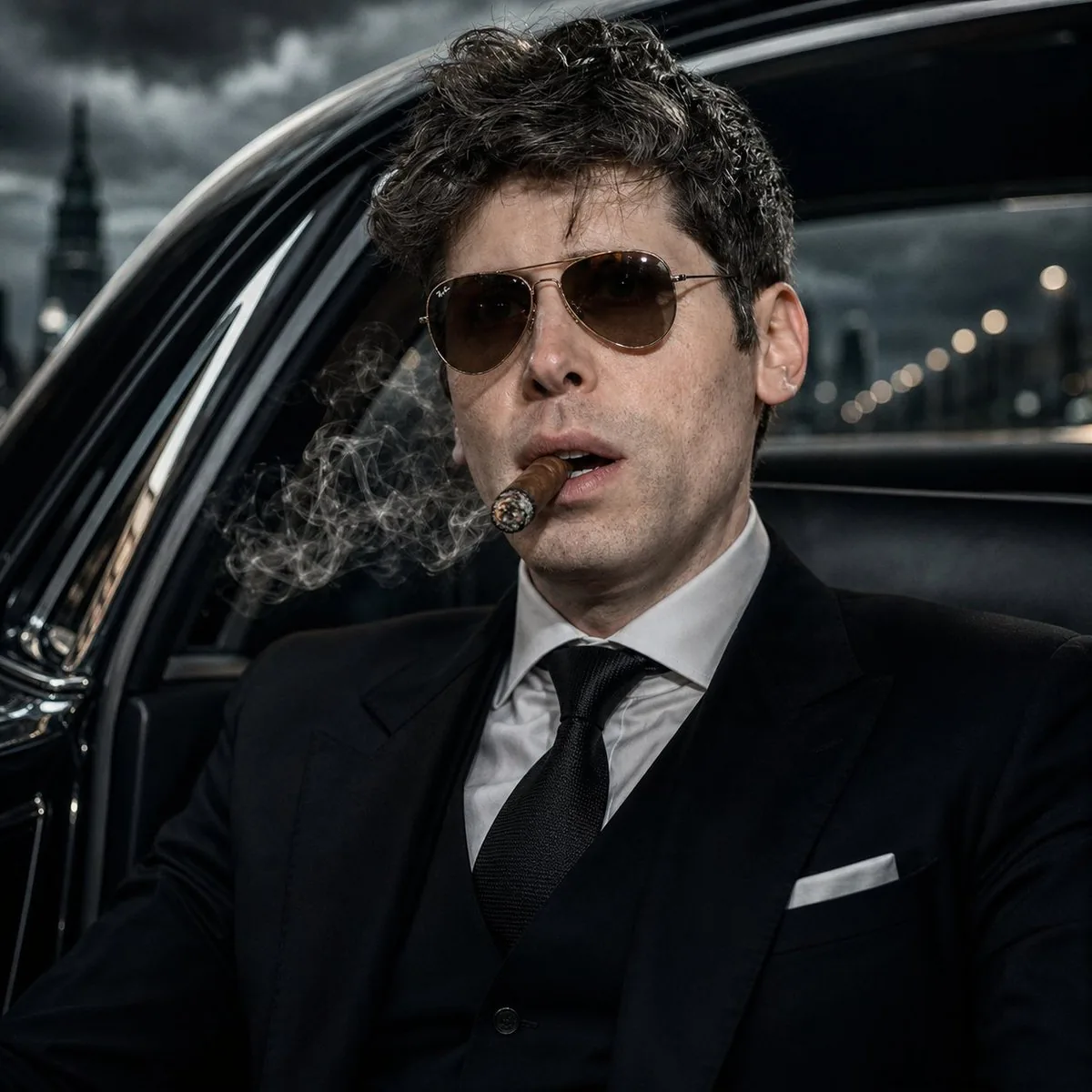 Noir Mafia Boss Car Portrait reference