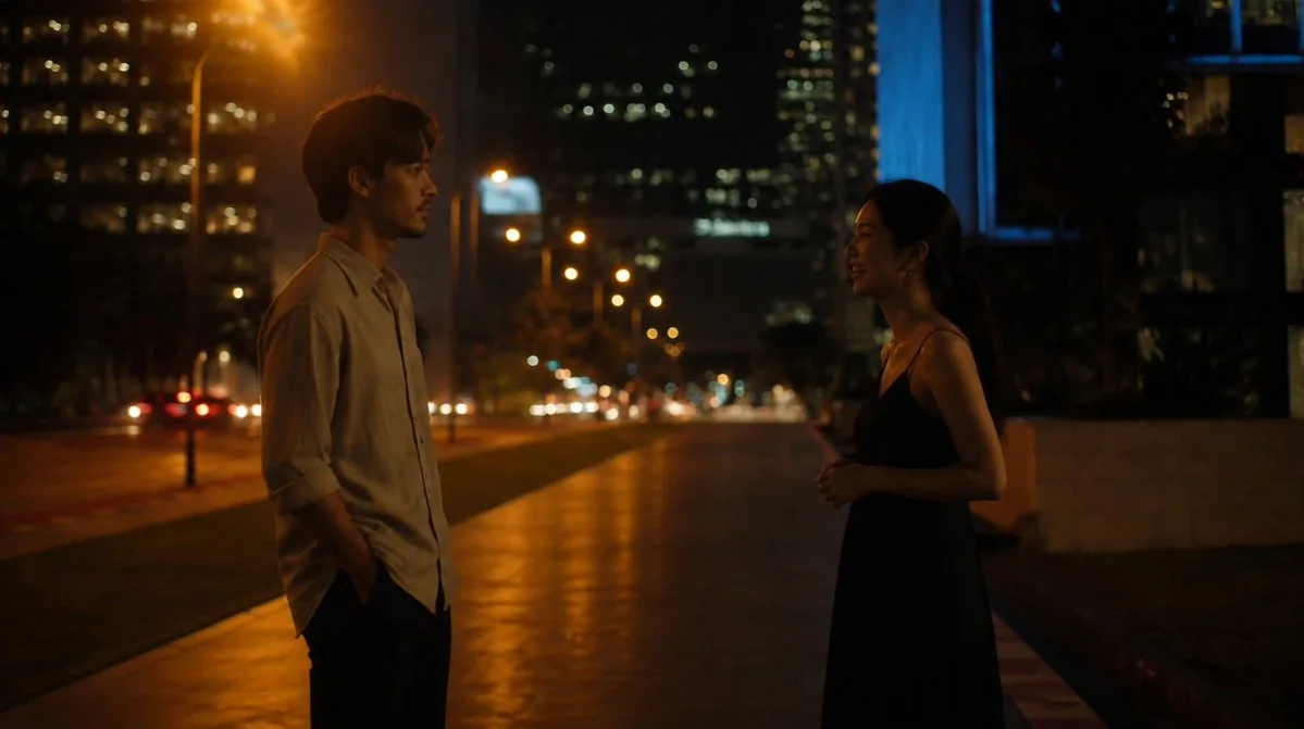 Cinematic Night Street Conversation reference