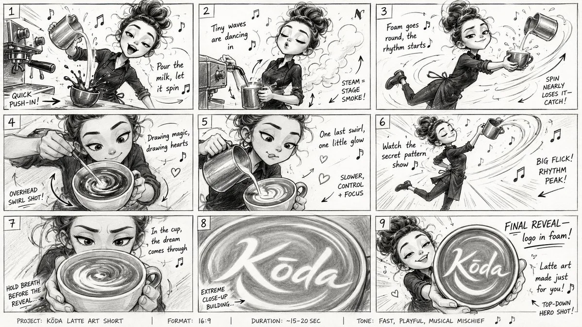 Latte Art Musical Storyboard reference