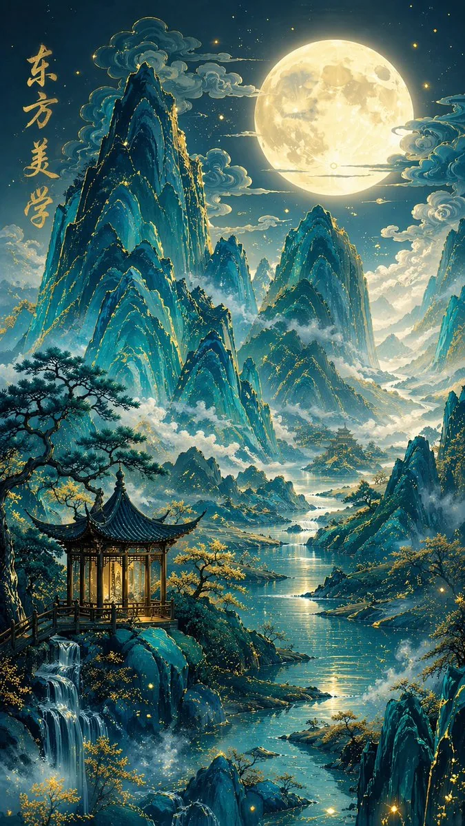 Traditional Chinese Blue-Green Landscape reference