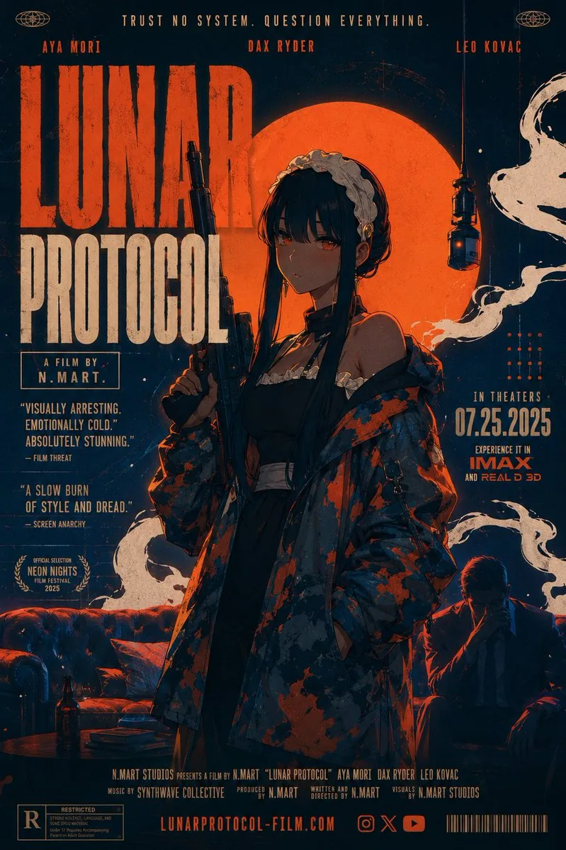 Retro Lunar Protocol Movie Poster reference