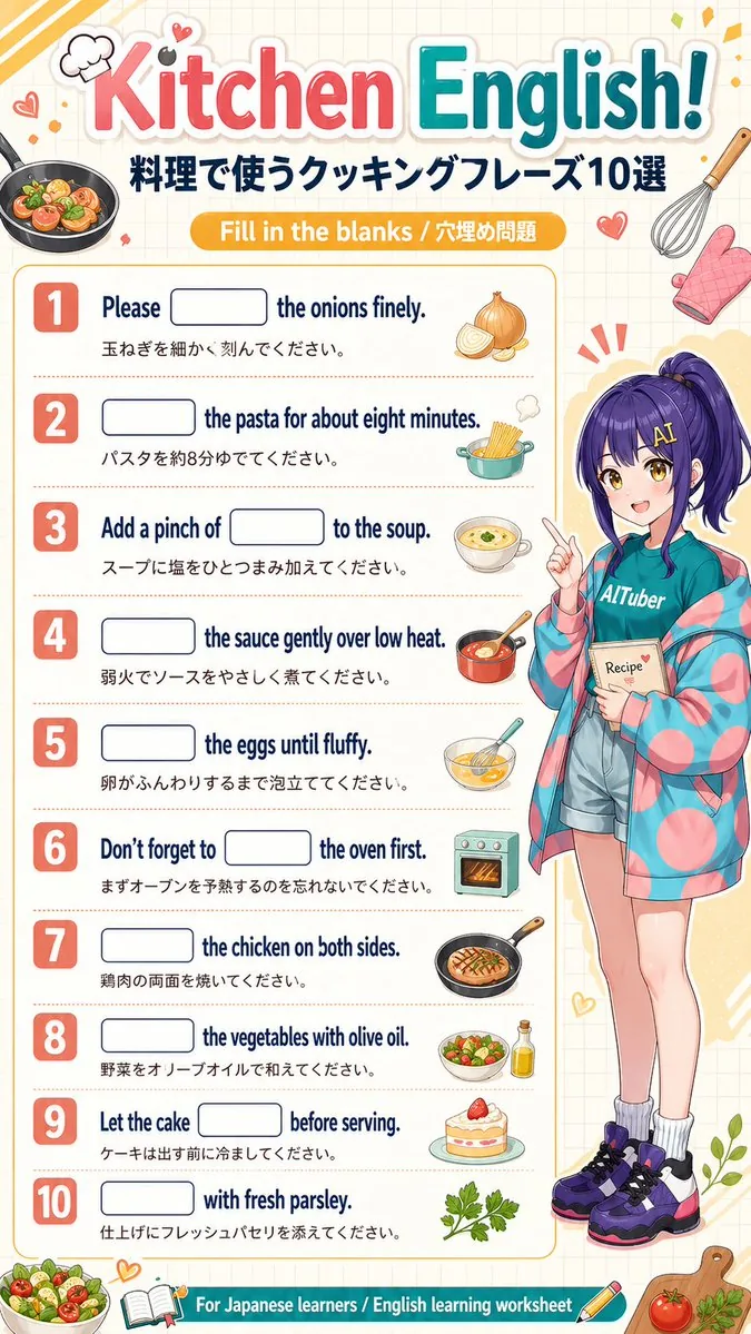 Kitchen English Fill-in Worksheet Poster reference