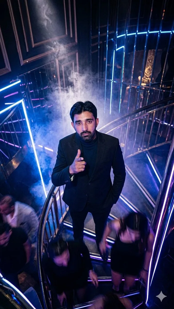 Overhead Nightclub Staircase Portrait reference