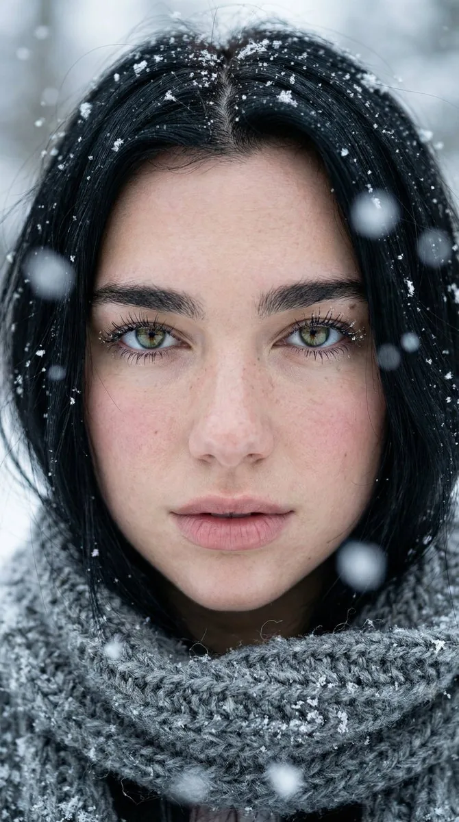 Ultra-Photorealistic Winter Portrait Macro Focus - Nano Banana Pro AI Prompt for Social Media Post reference