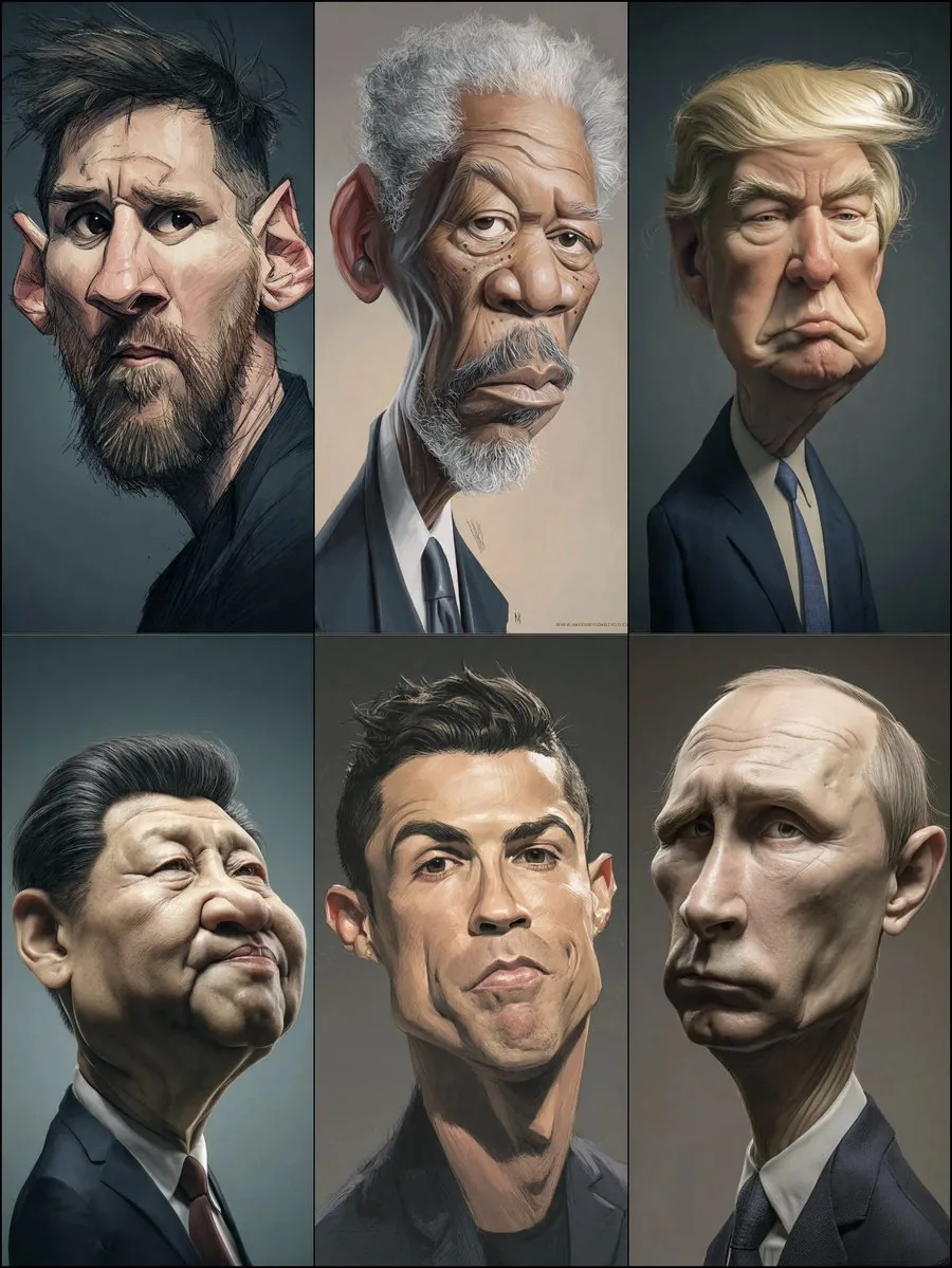 Hyperrealistic Caricature Portrait reference