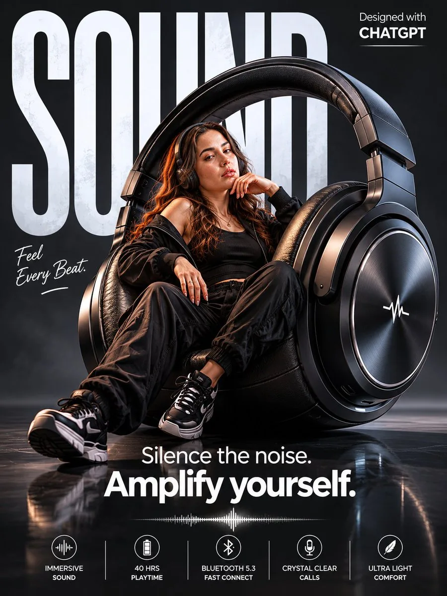 Surreal Wireless Headphones Poster reference