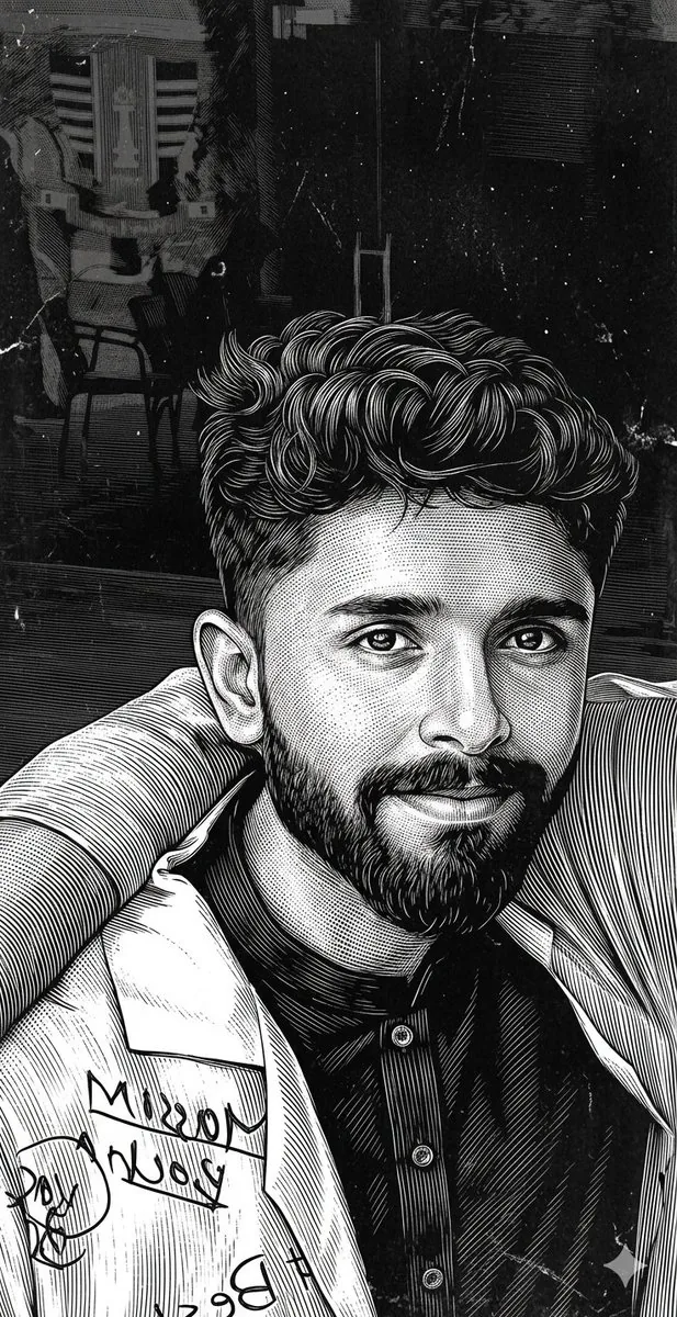 Scratchboard Engraving Portrait Transformation reference