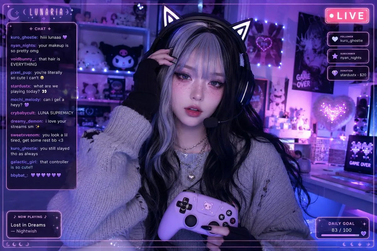 Aesthetic Gamer Girl Streamer reference