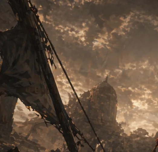 Post-Apocalyptic Ruins at Dusk reference