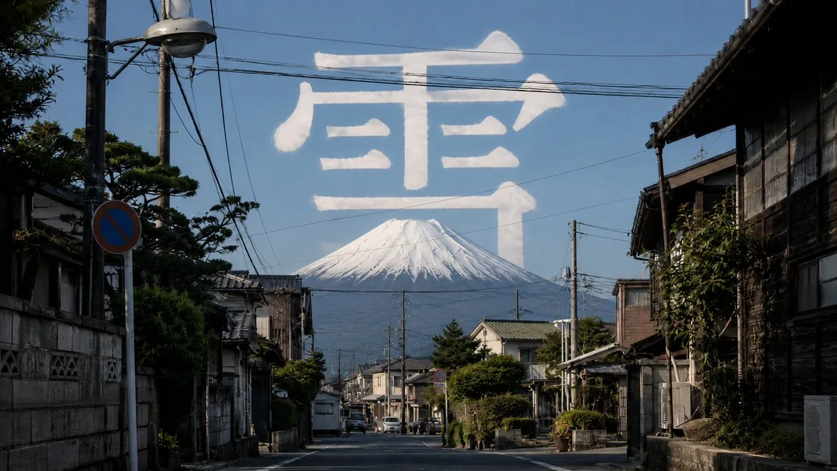 Mount Fuji Street With Cloud Kanji reference