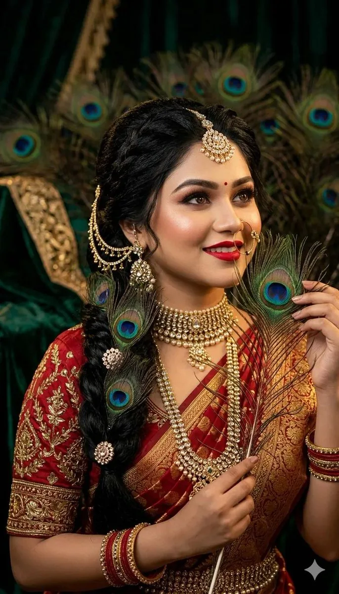 Indian Bridal Peacock Feather Portrait reference