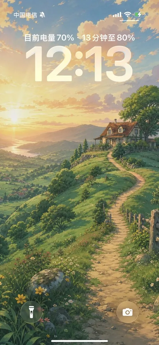 Anime Countryside iPhone Lock Screen reference