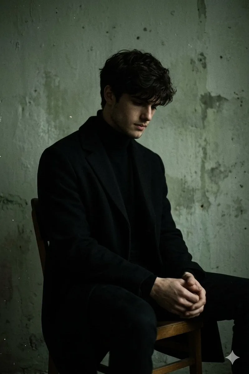Moody Low-Key Male Portrait - Nano Banana Pro AI Prompt for Profile / Avatar reference
