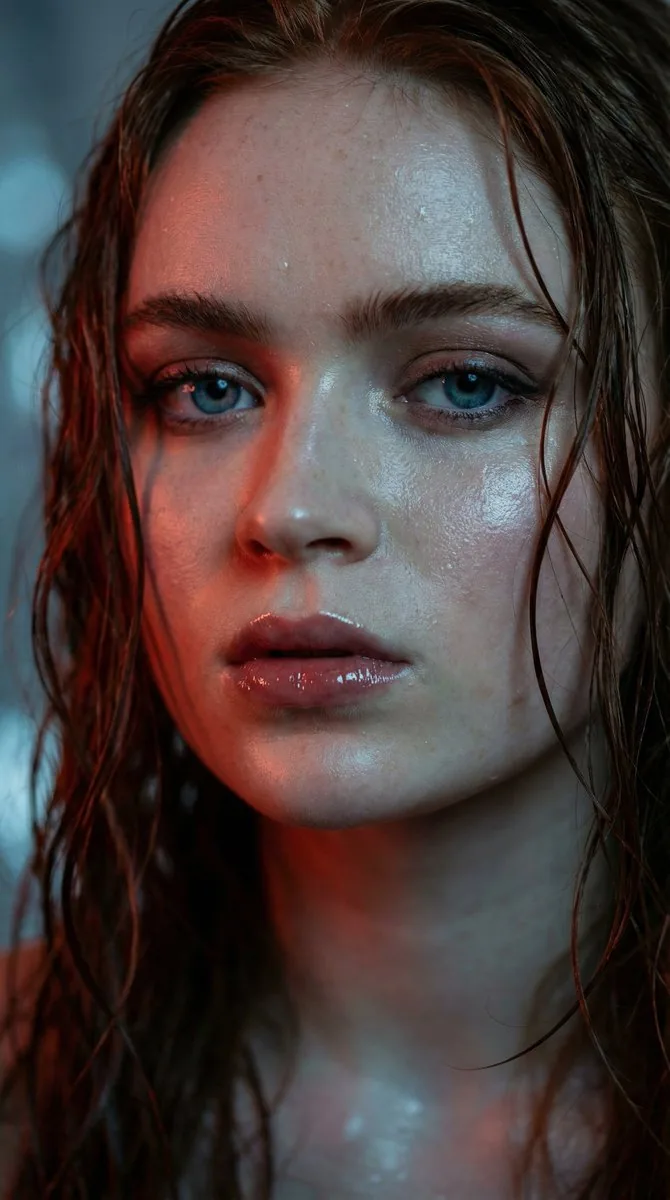 Hyper-realistic Macro Portrait of Anya Taylor-Joy with Wet Hair - Nano Banana Pro AI Prompt for Social Media Post reference