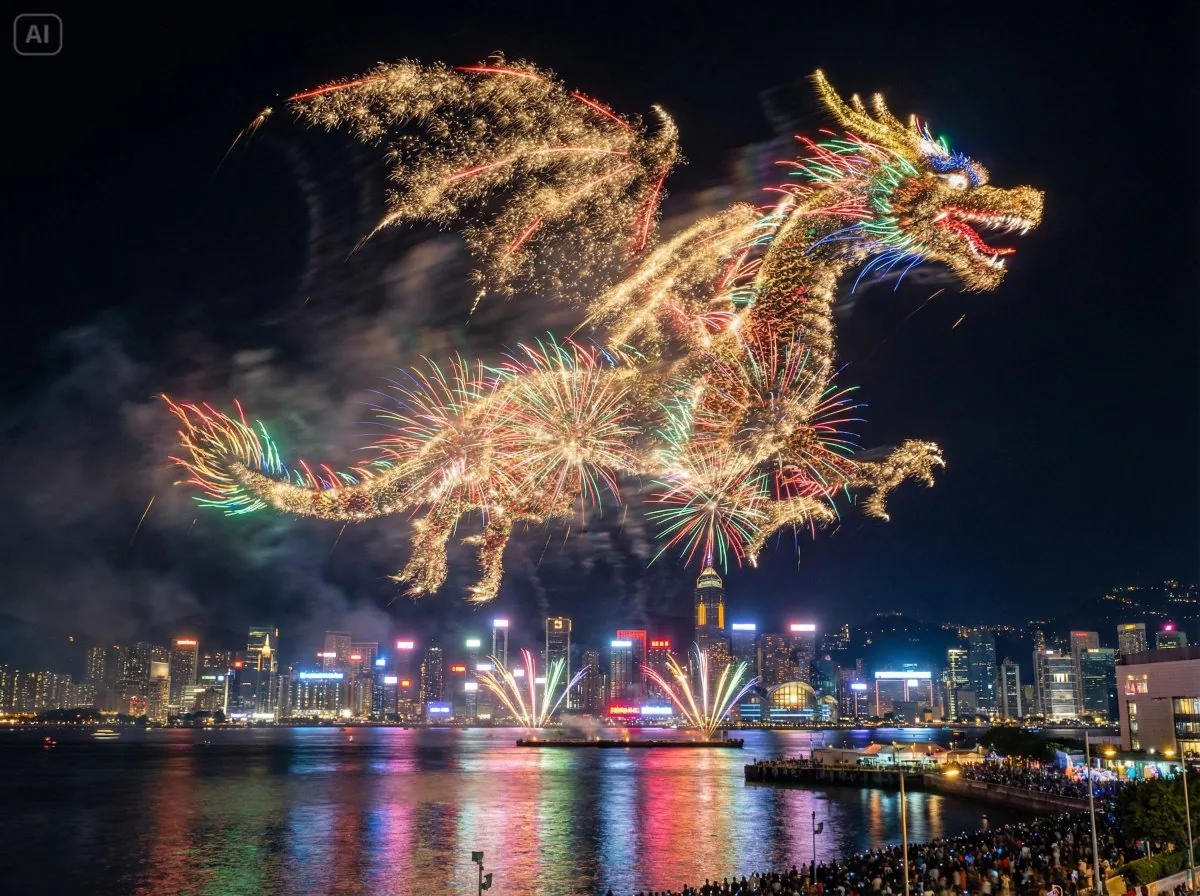 Photorealistic Fireworks Display Prompt for Dreamina AI reference