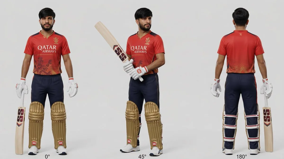 Cricket Player Three-Angle Character Sheet reference