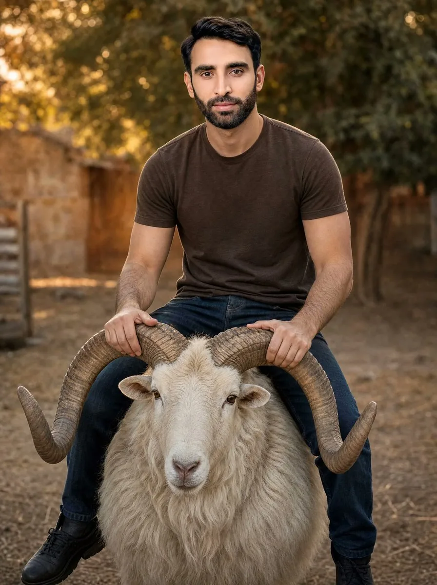 Man Riding a White Ram reference