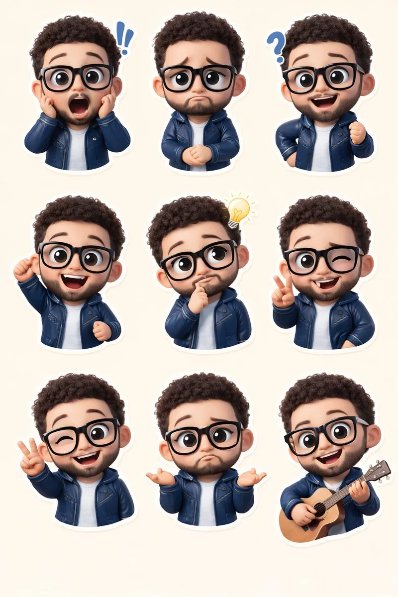 Chibi sticker set prompt for Nano Banana Pro reference