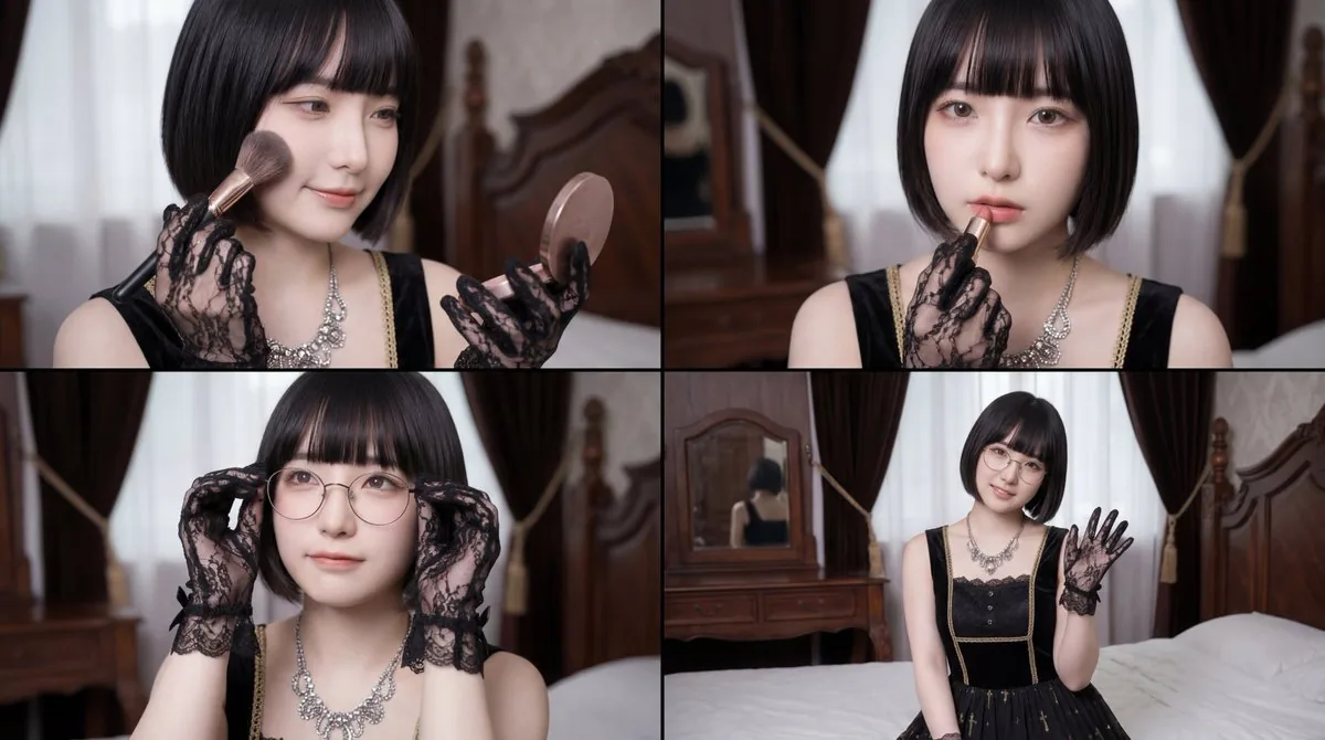 Cinematic Close-up of Woman Applying Makeup Video Prompt reference