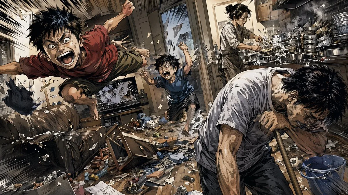 Chaotic Holiday at Home Manga Scene reference