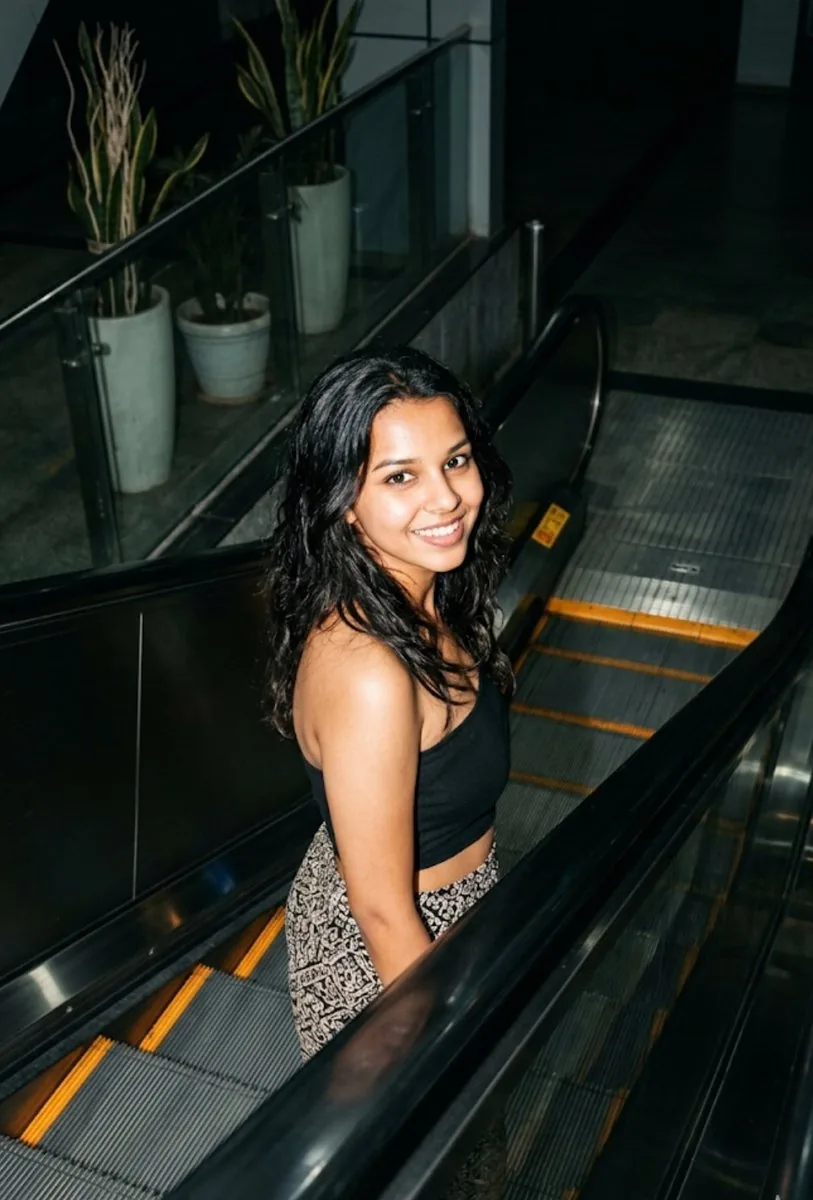 Metro Escalator Urban Fashion Look reference