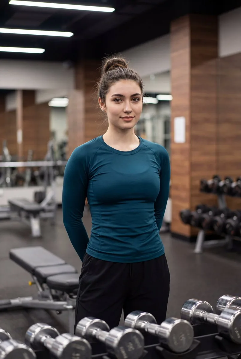 Indoor Fitness Lifestyle Portrait Prompt - Nano Banana Pro AI Prompt for Product Marketing reference