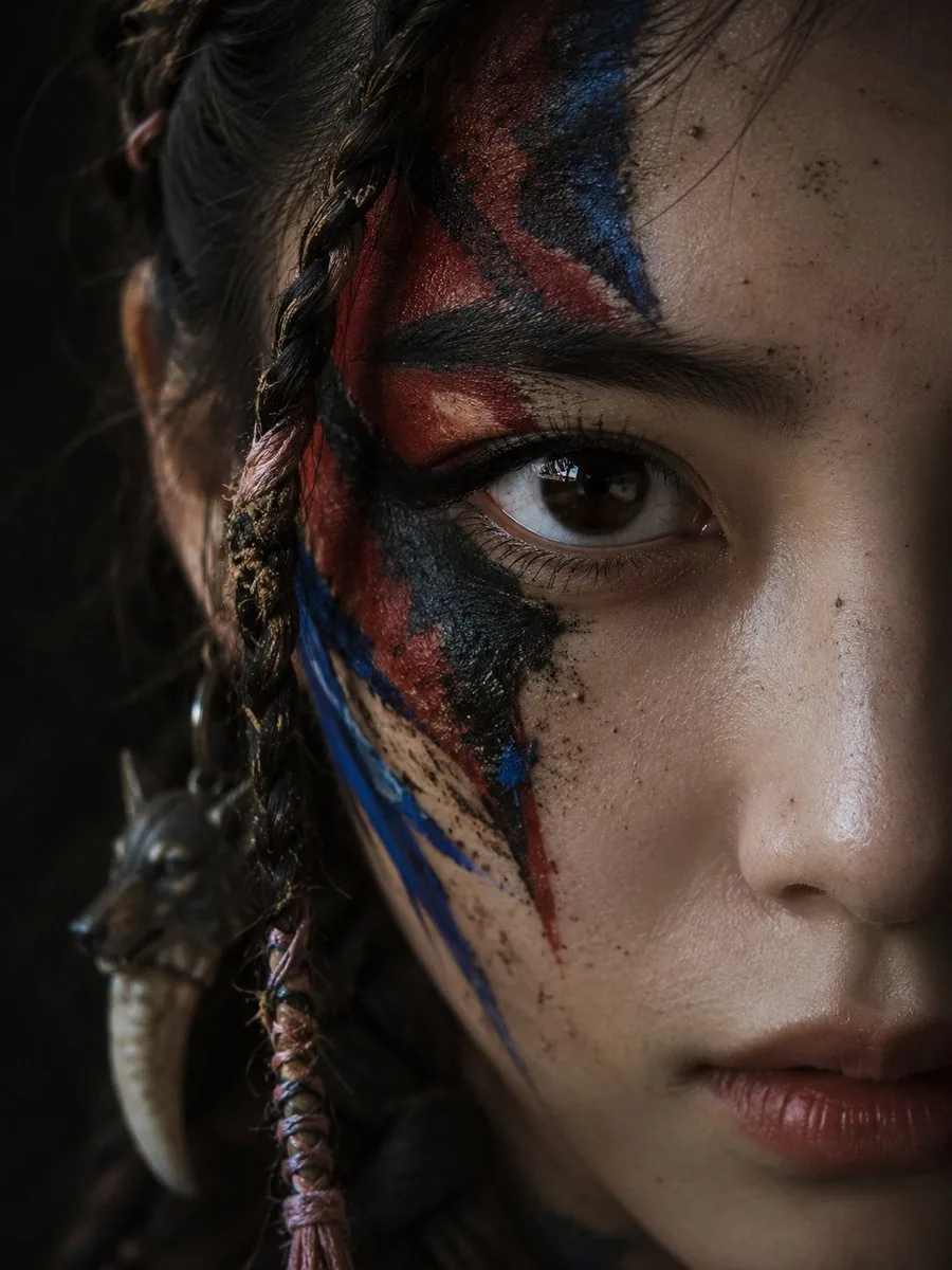 Cinematic Tribal Warrior Portrait reference