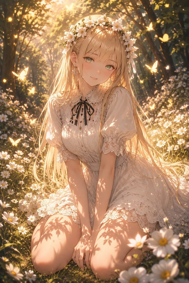 Enchanted Anime Style Meadow Girl reference