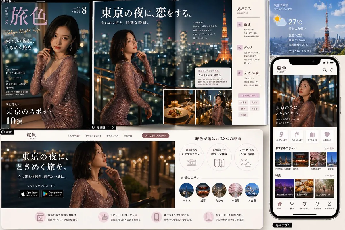Tokyo Night Travel Brand Mockup reference
