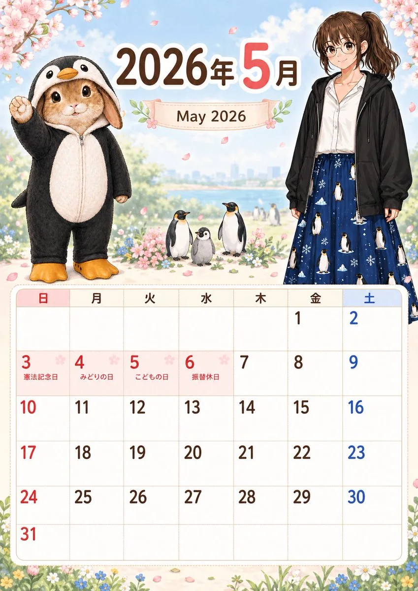 Cute May 2026 Spring Calendar reference
