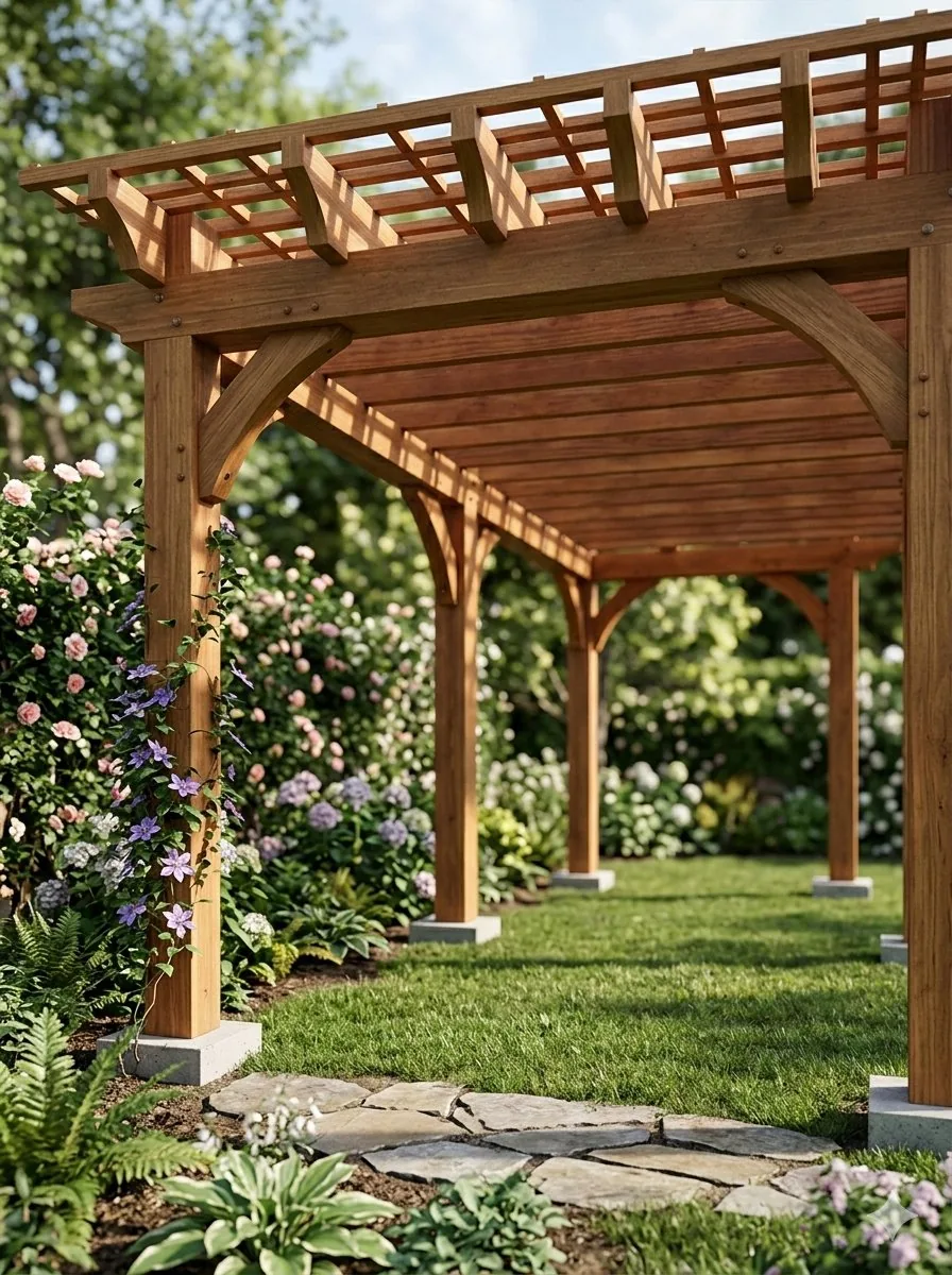 Pergola Blueprint to Photoreal Structure Prompt reference