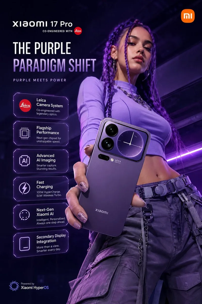 Futuristic Xiaomi Smartphone Ad - Nano Banana Pro AI Prompt for Product Marketing reference