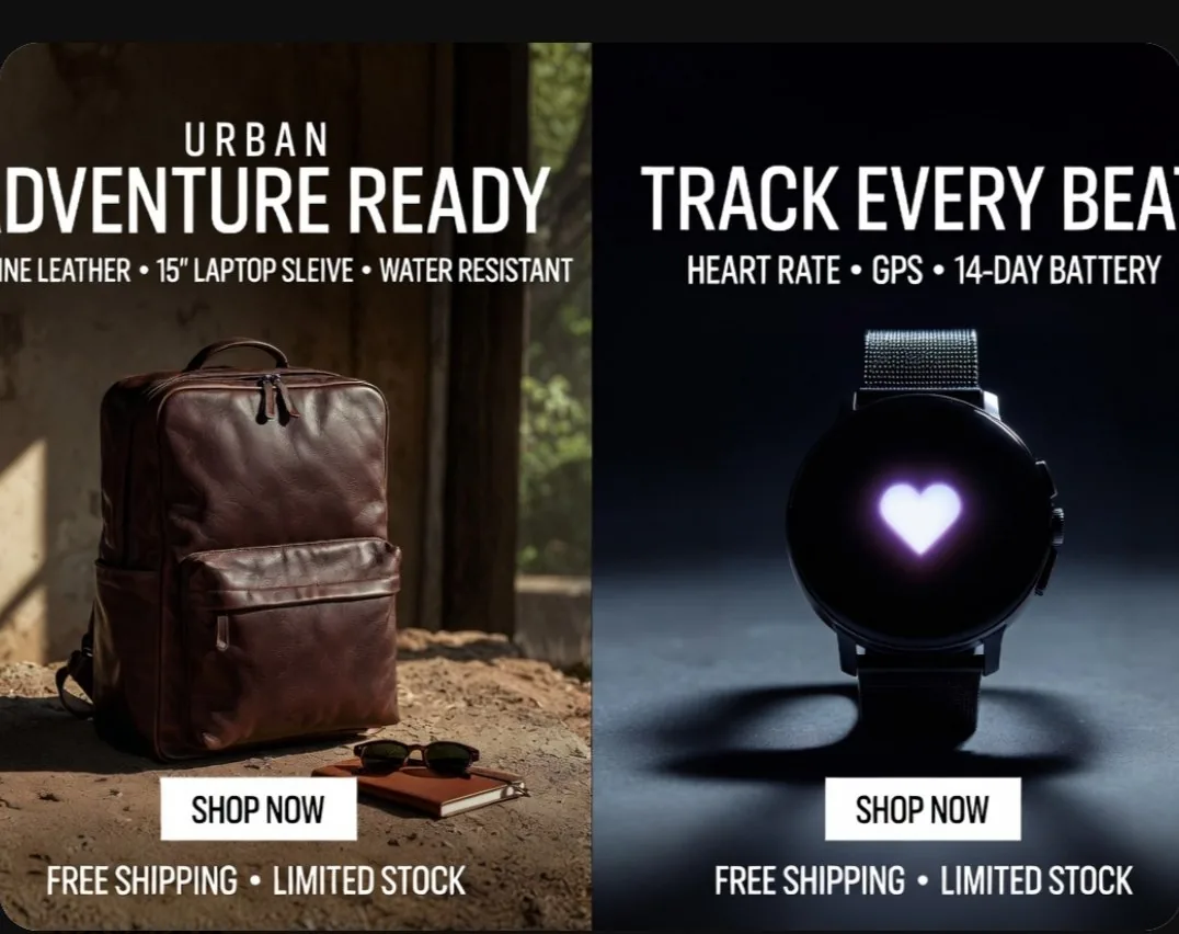 Split-Screen Product Ad Poster reference